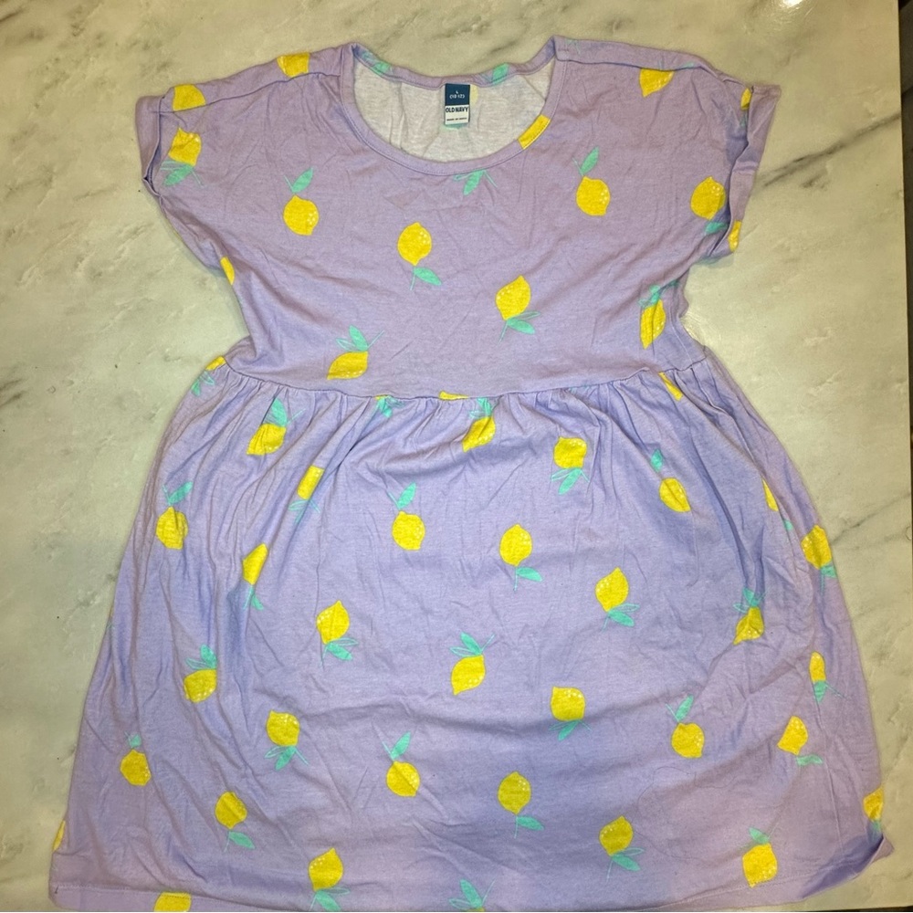 Old Navy Purple Lemon Print Kids Casual Dress